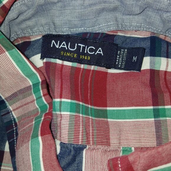 Pre-owned Nautica Men's Plaid Button-Up Long Sleeve Shirt - Size M - 100% Cotton - Picture 4 of 16